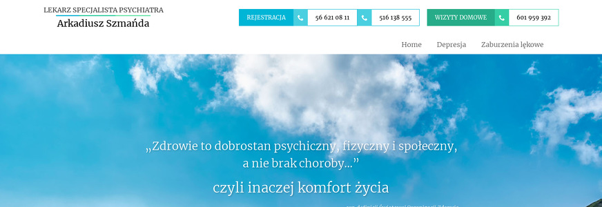 ARKADIUSZ SZMAŃDA PRYWATNA SPECJALISTYCZNA PRAKTYKA LEKARSKA  GABINET PSYCHIATRYCZNY